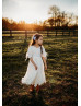 Ivory Cotton Crepe Boho Summer Wedding Flower Girl Dress